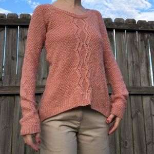 Rose Pink Cable Knit Sweater
